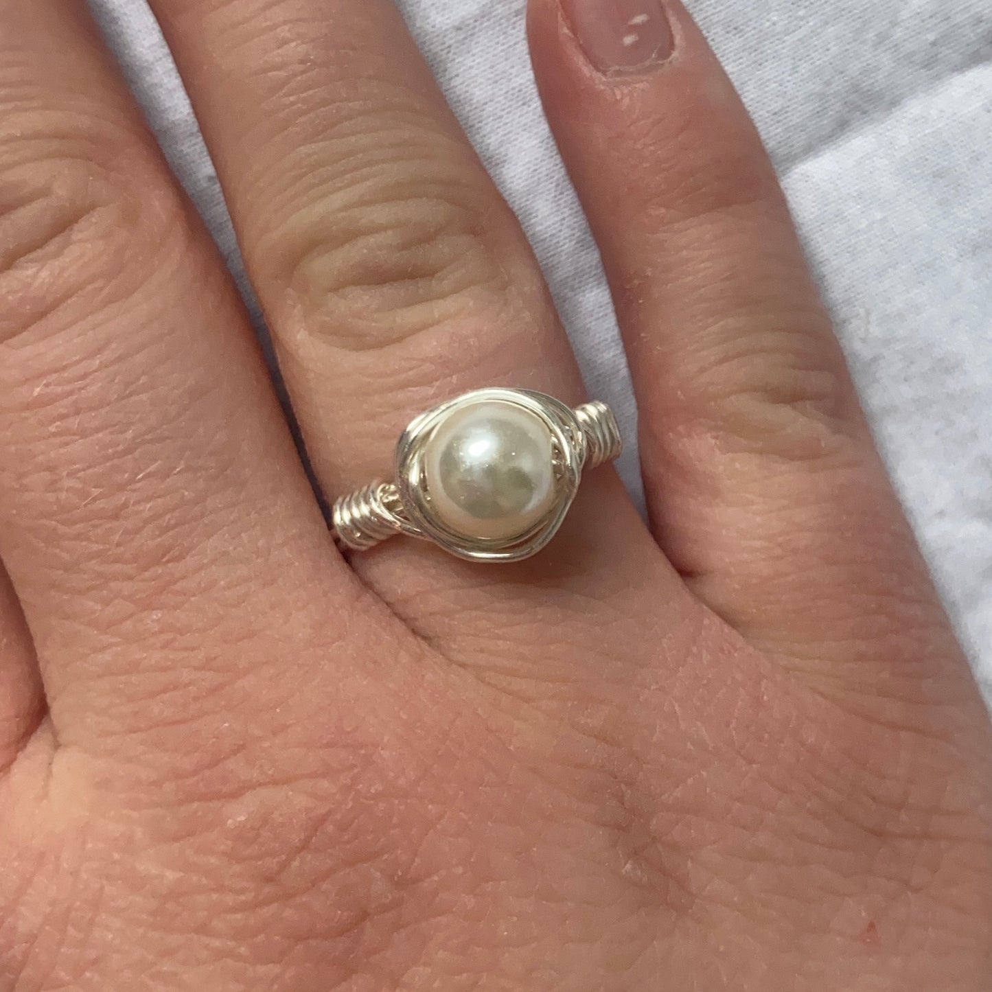 Pearl Wire Wrapped Ring